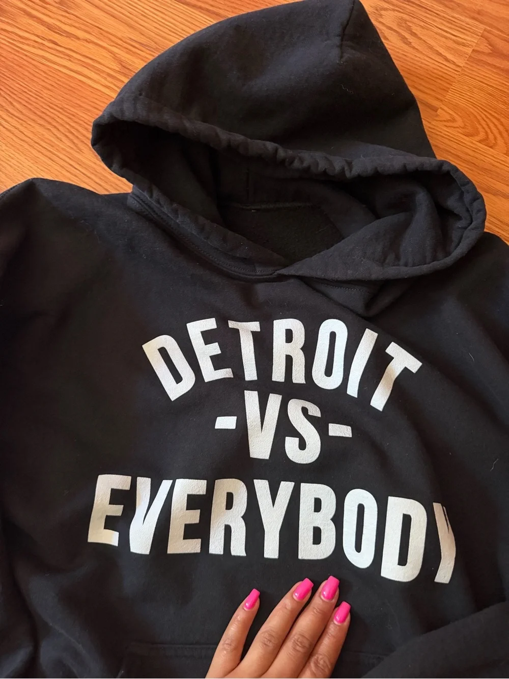 Black 'Detroit vs Everybody' Graphic Hoodie - Picture 2 of 3